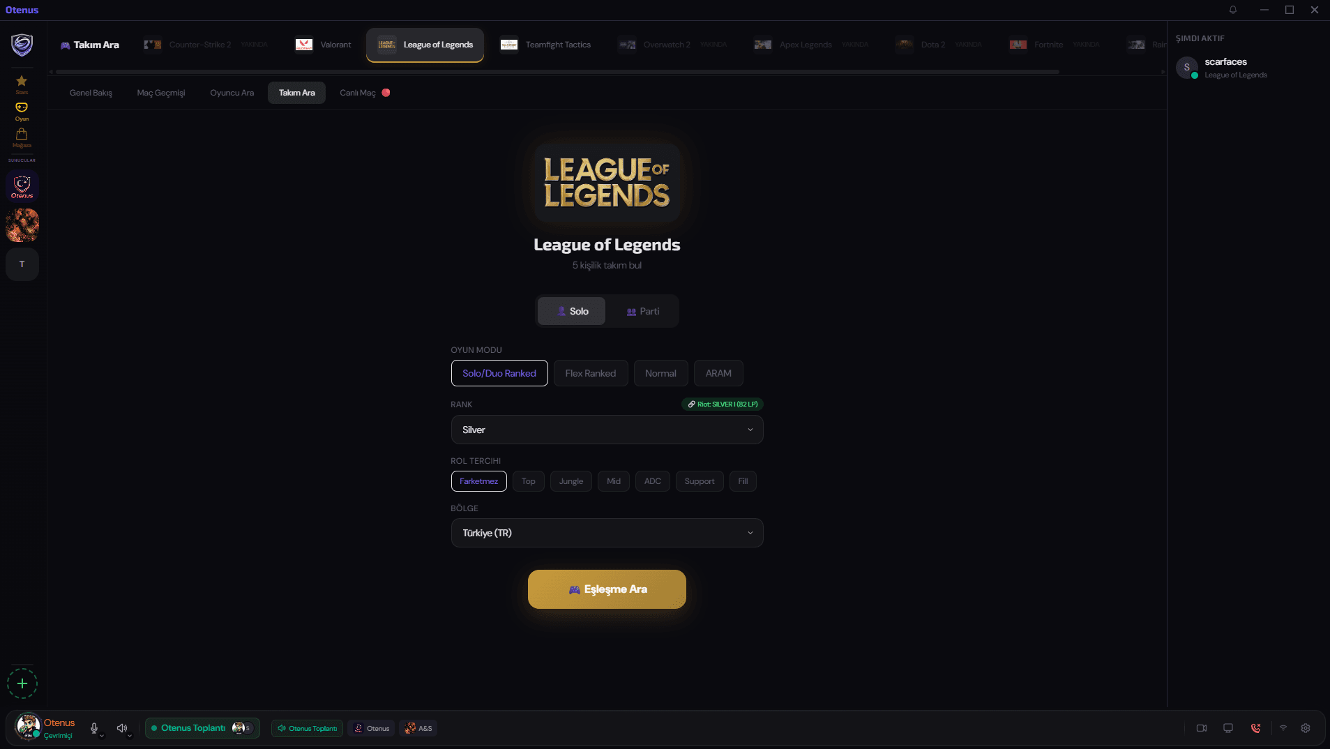 Takım Bulma Ayarları